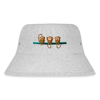 Sehen Hören Sprechen Affen Äffchen - Stanley/Stella recycelter Bucket Hat - Grau meliert - Vorne