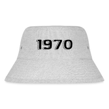 Jahrgang 1970 geboren Geburtstag Retro 1970 - Stanley/Stella recycelter Bucket Hat - Grau meliert - Vorne