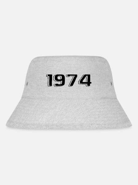 Jahrgang 1974 geboren Geburtstag Retro 1974 - Stanley/Stella recycelter Bucket Hat - Grau meliert