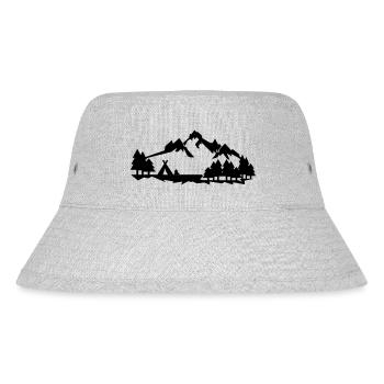 Camping im Wald in den Bergen - Stanley/Stella recycelter Bucket Hat - Grau meliert - Vorne
