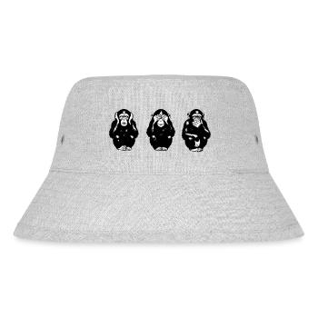 Drei Affen Silhouetten im Schwarzweiß - Stanley/Stella recycelter Bucket Hat - Grau meliert - Vorne