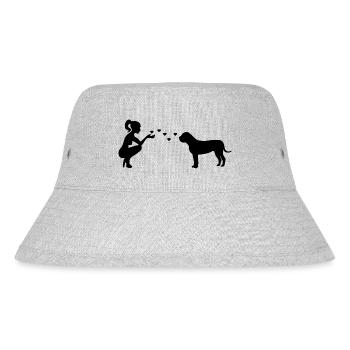 Boerboel mit Frau - Stanley/Stella recycelter Bucket Hat - Grau meliert - Vorne