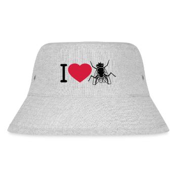 I Love Stubenfliege Herz - Stanley/Stella recycelter Bucket Hat - Grau meliert - Vorne