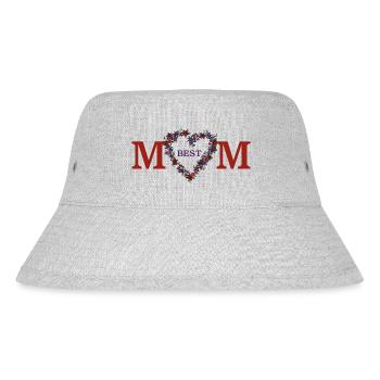 Schrift "Best Mom" mit illustriertem Blumenherz - Stanley/Stella recycelter Bucket Hat - Grau meliert - Vorne