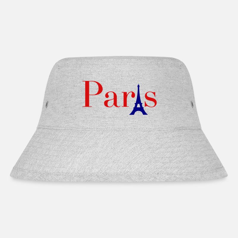 Texte rouge de Paris avec la Tour Eiffel bleue - Bob recyclé Stanley/Stella - gris chiné
