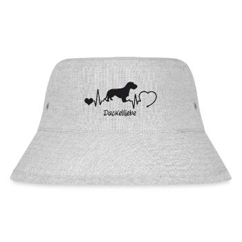 Rauhaardackel mit Herzschlag - Stanley/Stella recycelter Bucket Hat - Grau meliert - Vorne