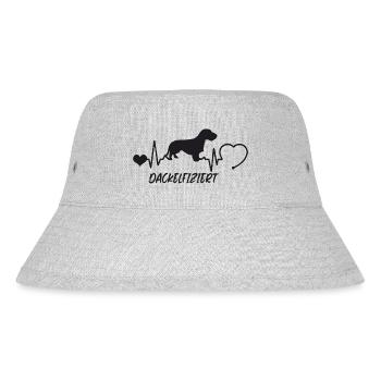 Rauhaardackel mit Herzschlag - Stanley/Stella recycelter Bucket Hat - Grau meliert - Vorne