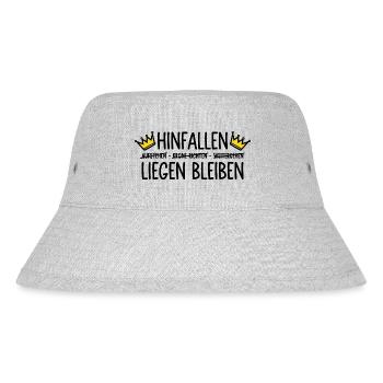 Hinfallen - liegen bleiben - Krone - Stanley/Stella recycelter Bucket Hat - Grau meliert - Vorne