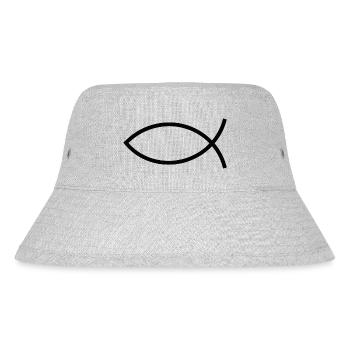 Jesus fish black Ichthys fish fish - Stanley/Stella Recycled Bucket Hat - heather grey - Front