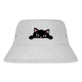 Spähende lustige schwarze Katze - Stanley/Stella recycelter Bucket Hat - Grau meliert - Vorne