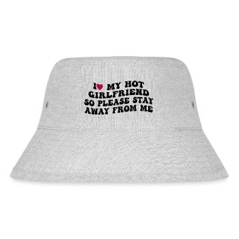 Liebe meine heiße Freundin - Abstand halten! - Stanley/Stella recycelter Bucket Hat - Grau meliert - Vorne