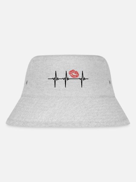 Herzschlag für Kussmund Pärchen Lippen Abenteuer - Stanley/Stella recycelter Bucket Hat - Grau meliert
