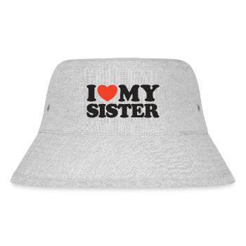I Love My Sister Heart T-Shirt - Stanley/Stella Recycled Bucket Hat - heather grey - Front
