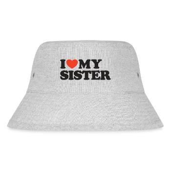 I Love My Sister Heart T-Shirt - Stanley/Stella Recycled Bucket Hat - heather grey - Front