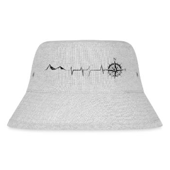 Heartbeat - Compass - Mountain - (8) - Stanley/Stella Recycled Bucket Hat - heather grey - Front