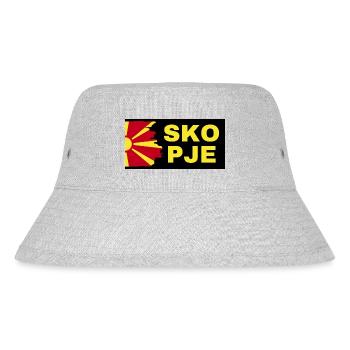 Skopje-Stadt mit Nordmazedonien-Flaggendesign - Stanley/Stella recycelter Bucket Hat - Grau meliert - Vorne