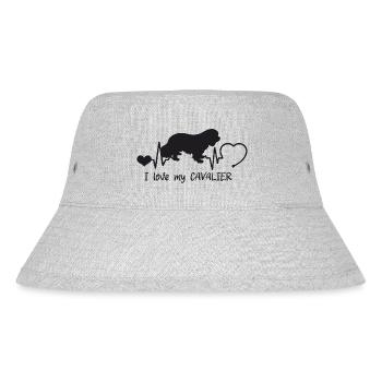 Cavalier King Charles Spaniel mit Herzschlag - Stanley/Stella recycelter Bucket Hat - Grau meliert - Vorne