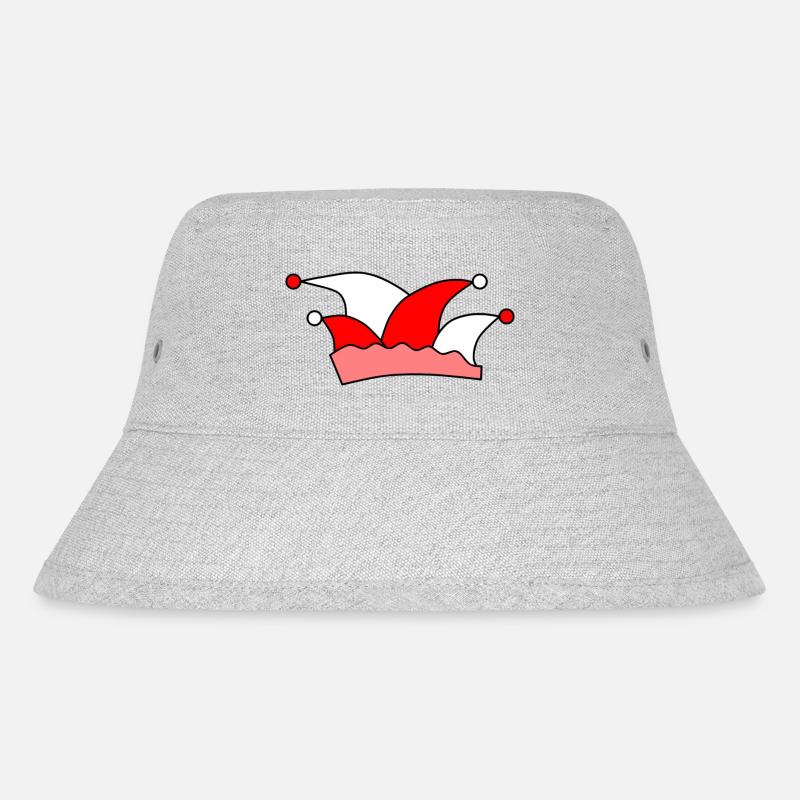 Rot-weiße Narrenkappe - Stanley/Stella recycelter Bucket Hat - Grau meliert