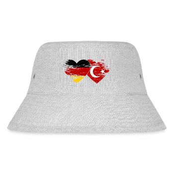 Germany Turkey Flag Used Heart - Stanley/Stella Recycled Bucket Hat - heather grey - Front