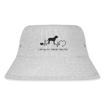 Old English Bulldog mit Herzschlag - Stanley/Stella recycelter Bucket Hat - Grau meliert - Vorne