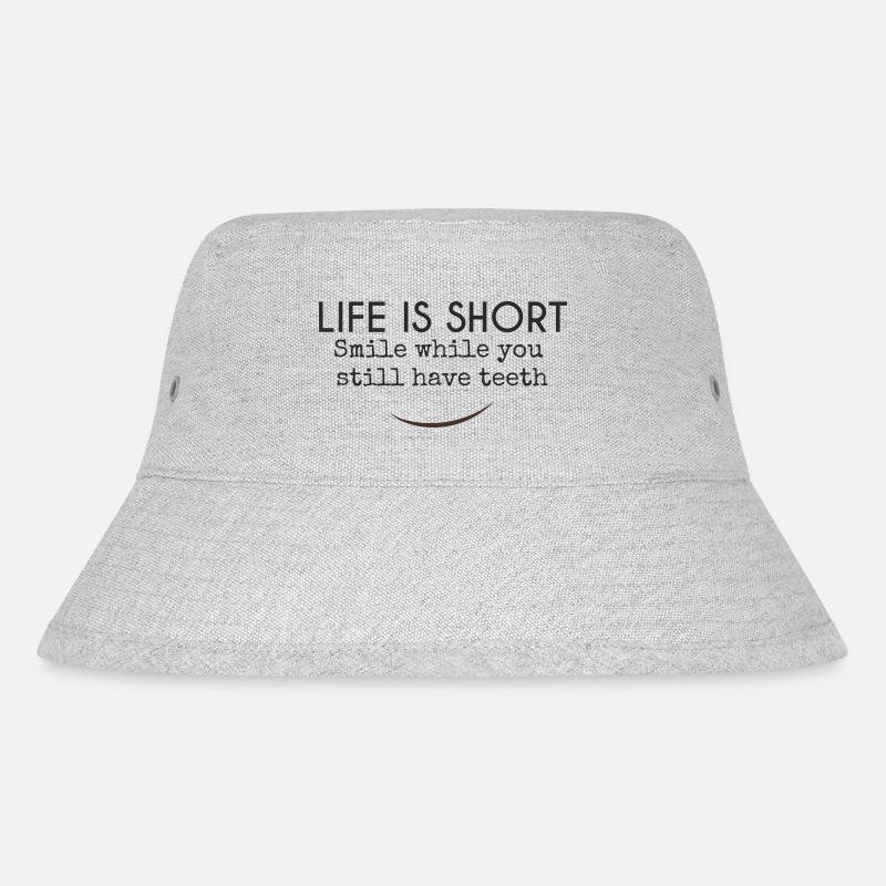 Life is short. Smile while you still have teeth - Stanley/Stella Recycled Bucket Hat - heather grey