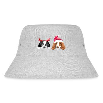 Two peeking dogs in accessories for Christmas - Stanley/Stella Recycled Bucket Hat - heather grey - Front