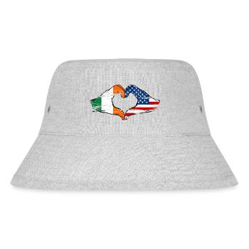 Ireland USA heart shape with hands used - Stanley/Stella Recycled Bucket Hat - heather grey - Front