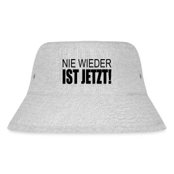 Nie wieder ist jetzt - Stanley/Stella recycelter Bucket Hat - Grau meliert - Vorne