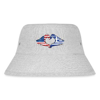 USA Griechenland Flagge Hände Herzform used - Stanley/Stella recycelter Bucket Hat - Grau meliert - Vorne