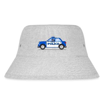 Police car Police with policeman blue and white - Stanley/Stella Recycled Bucket Hat - heather grey - Front