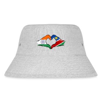 India Namibia Flag Hands Heart Shape used - Stanley/Stella Recycled Bucket Hat - heather grey - Front