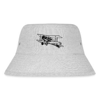 Fliegende Doppeldecker Kiste Vintage Illustration - Stanley/Stella recycelter Bucket Hat - Grau meliert - Vorne