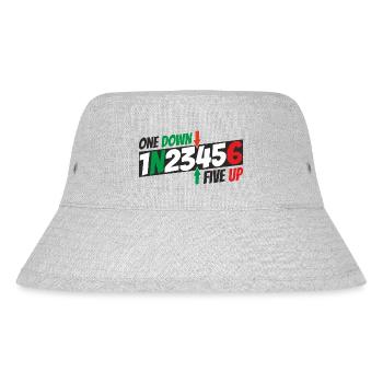 One down - five up - motorcycle pattern - Stanley/Stella Recycled Bucket Hat - heather grey - Front