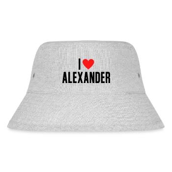 I Love Alexander Heart Graphic Name Gift - Stanley/Stella Recycled Bucket Hat - heather grey - Front