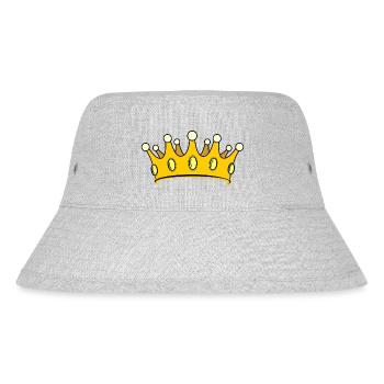 Krone golden mit Perlen. - Stanley/Stella recycelter Bucket Hat - Grau meliert - Vorne