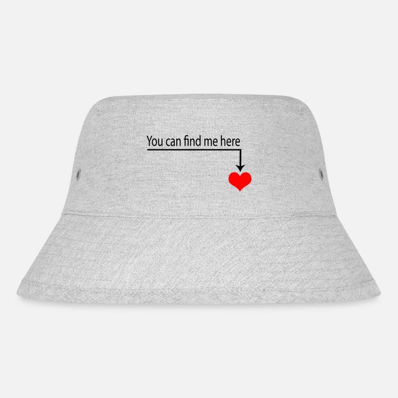 Rotes Herz Geschenkidee - Stanley/Stella recycelter Bucket Hat - Grau meliert