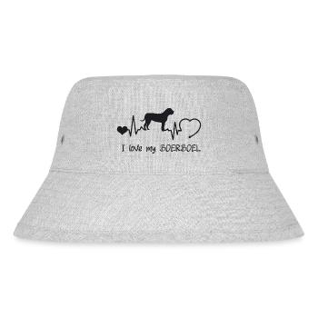 Boerboel mit Herzschlag - Stanley/Stella recycelter Bucket Hat - Grau meliert - Vorne