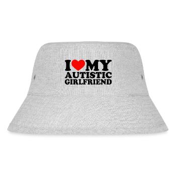 I Love My Autistic Girlfriend I Heart My GF - Stanley/Stella recycelter Bucket Hat - Grau meliert - Vorne
