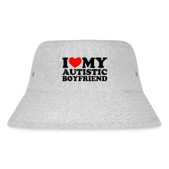 I Love My Autistic Boyfriend I Heart My BF - Stanley/Stella recycelter Bucket Hat - Grau meliert - Vorne
