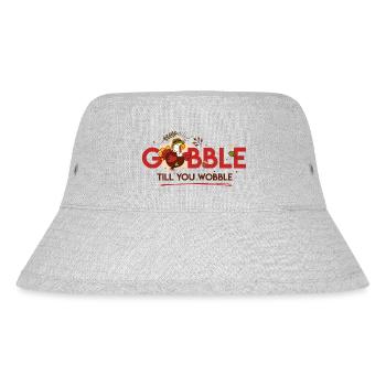 Funny turkey, Gobble Gobble Til You Wobble. - Stanley/Stella Recycled Bucket Hat - heather grey - Front