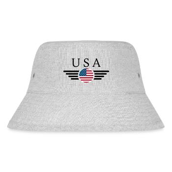 USA Freiheitsgeist T-Shirt - Stanley/Stella recycelter Bucket Hat - Grau meliert - Vorne
