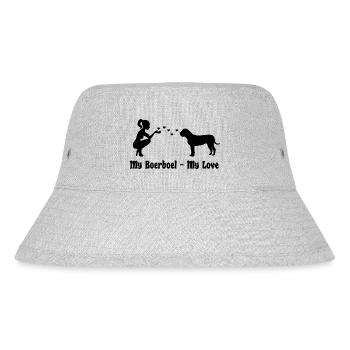 Boerboel mit Frau - Stanley/Stella recycelter Bucket Hat - Grau meliert - Vorne