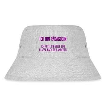 Ich bin Pädagogin - ich rette die Welt - Stanley/Stella recycelter Bucket Hat - Grau meliert - Vorne