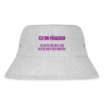 Ich bin Pädagogin - ich rette die Welt - Stanley/Stella recycelter Bucket Hat - Grau meliert - Vorne