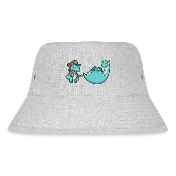 hugadino Cowboy T-Rex, Dino, süßer Dinosaurier - Stanley/Stella recycelter Bucket Hat - Grau meliert - Vorne