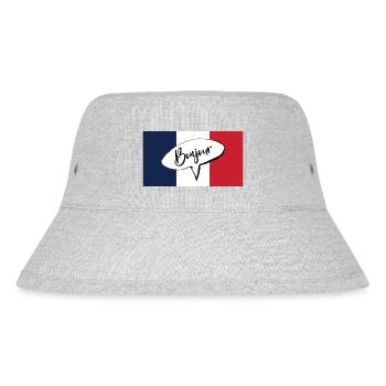 Bonjour French expression for hello with France - Stanley/Stella Recycled Bucket Hat - heather grey - Front