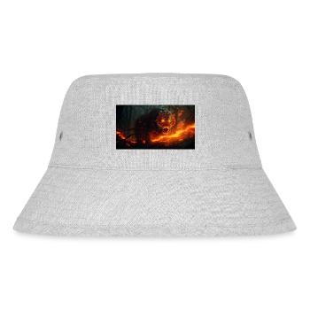orange tiger with big fangs in the forest - Stanley/Stella Recycled Bucket Hat - heather grey - Front