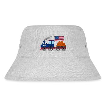 USA Flagge Basketball Eisenbahn - Stanley/Stella recycelter Bucket Hat - Grau meliert - Vorne