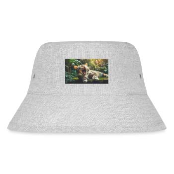 Niedliche Tiere chillen – Katze - Stanley/Stella recycelter Bucket Hat - Grau meliert - Vorne