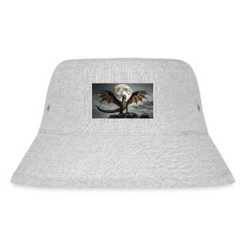 Ein realistischer, majestätischer dunkler Drache posiert - Stanley/Stella recycelter Bucket Hat - Grau meliert - Vorne